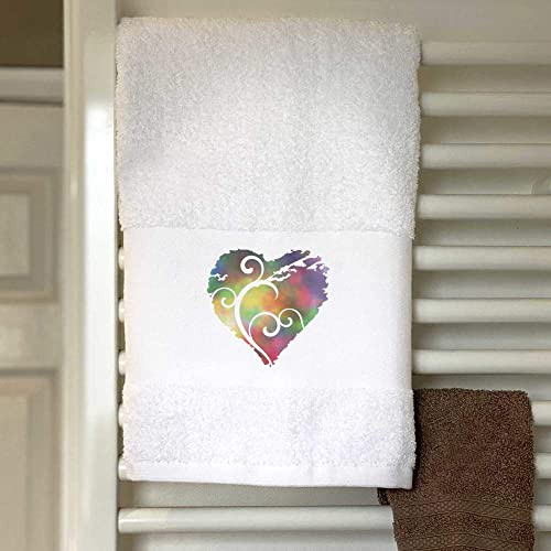 Azeeda 'Colourful Heart With Swirls' Hand / Guest Towel (Tl00048461) #TOP1