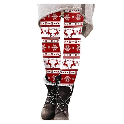 Leggings dam elastiska termo byxor fodrad med julmotiv fodrad fleece förtjockad vinter varm hög midja strumpbyxa ogenomskinliga strumpbyxor hembyxor termoleggings fleecebyxor yoga byxor, röd, L