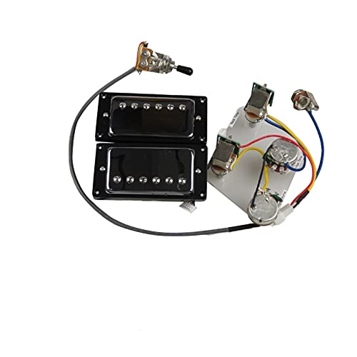 Pickups De Guitarra Humbucker Pickups Cuello Y Puente Pickup 4c Cableado Arnés Push-Pull Single Set para Gibson Epiphone Guitar Pastillas de Guitarra eléctrica (Color : Silver Black Frame)