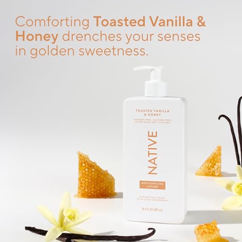 Image of Native Body Lotion Contains Naturally Derived Plant-Based Moisturizers for Women and Men | Restores Dry Skin, Toasted Vanilla & Honey, 16.5 fl oz