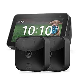 Blink Outdoor HD-Sicherheitskamera (2 Kamera) + Echo Show 5 (2. Generation, Anthrazit)