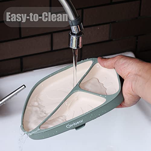 Ginbear Suction Plates For Baby Boy, Liquid Silicone Plates For Toddlers Self-Feeding, Stay Put Baby Dishes For Easy Feeding (Dark Sage/Ivory) #TOP6