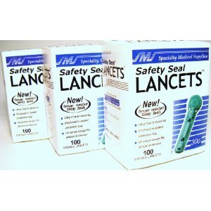 300 SMS Safety Seal Lancets 30G - 3 Boxes of 100
