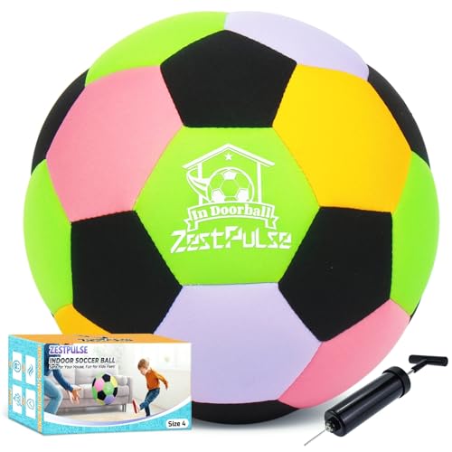 ZestPulse Soft Indoor Soccer Ball Size 4 - Fun Silent House Ball for Kids & Teens Indoor Dribble...