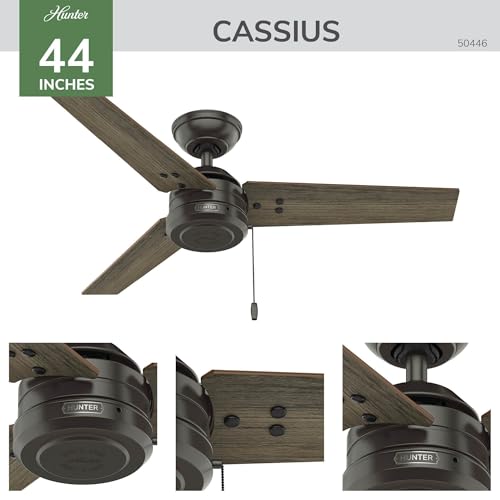 Image of Hunter 44 inch Cassius Indoor /Outdoor Ceiling Fan, Pull Chain, Noble Bronze