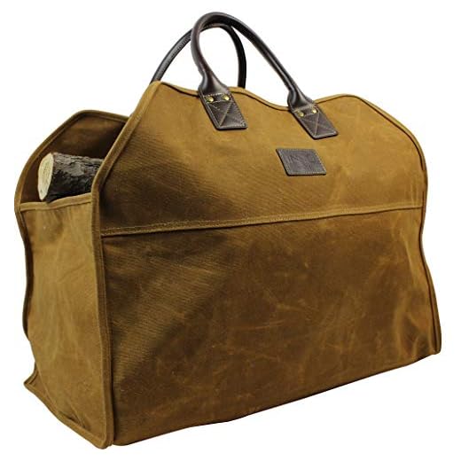 Heavy Duty Wax Canvas Log Carrier Tote,Large Fire Wood Bag,Durable Firewood Holder,Fireplace Wood Stove Accessories Storage Bag for Fire Pit