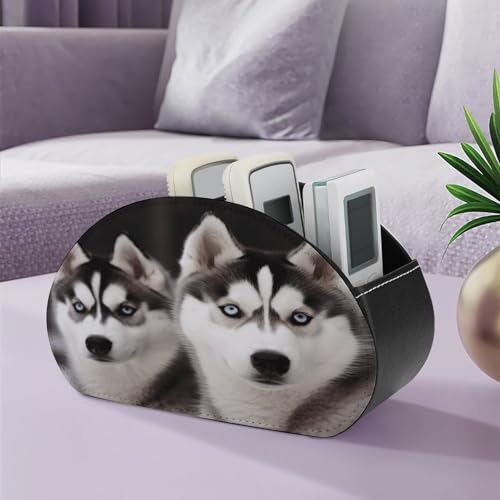 Support de télécommande TV Husky avec 5 compartiments en cuir synthétique pour bureau - 6