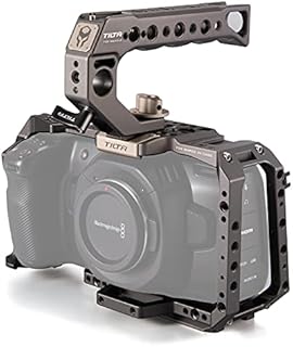 Tiltaing Camera Cage for BMPCC 4K/6K Basic Kit | Tilta Gray | Compatible with Blackmagic Pocket Cinema Cameras | Top Handle, SSD Drive Holder, USB-C Cable, HDMI Adapter Included | TA-T01-B