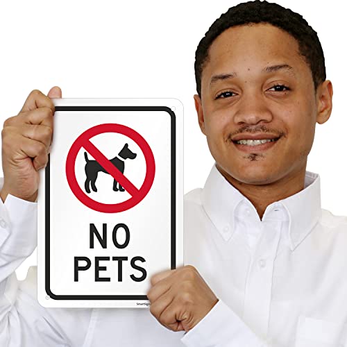 SmartSign -K-1193-AL znak "No Pets" | 18 cm x 25 cm aluminium - czarny/czerwony na białym