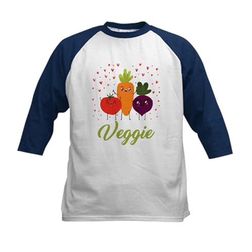 CafePress Veganism Vegetarian Foodie Health Baseball Jersey Kids Cotton Baseball Jersey, 3/4 Raglan Sleeve Shirt Navy/White