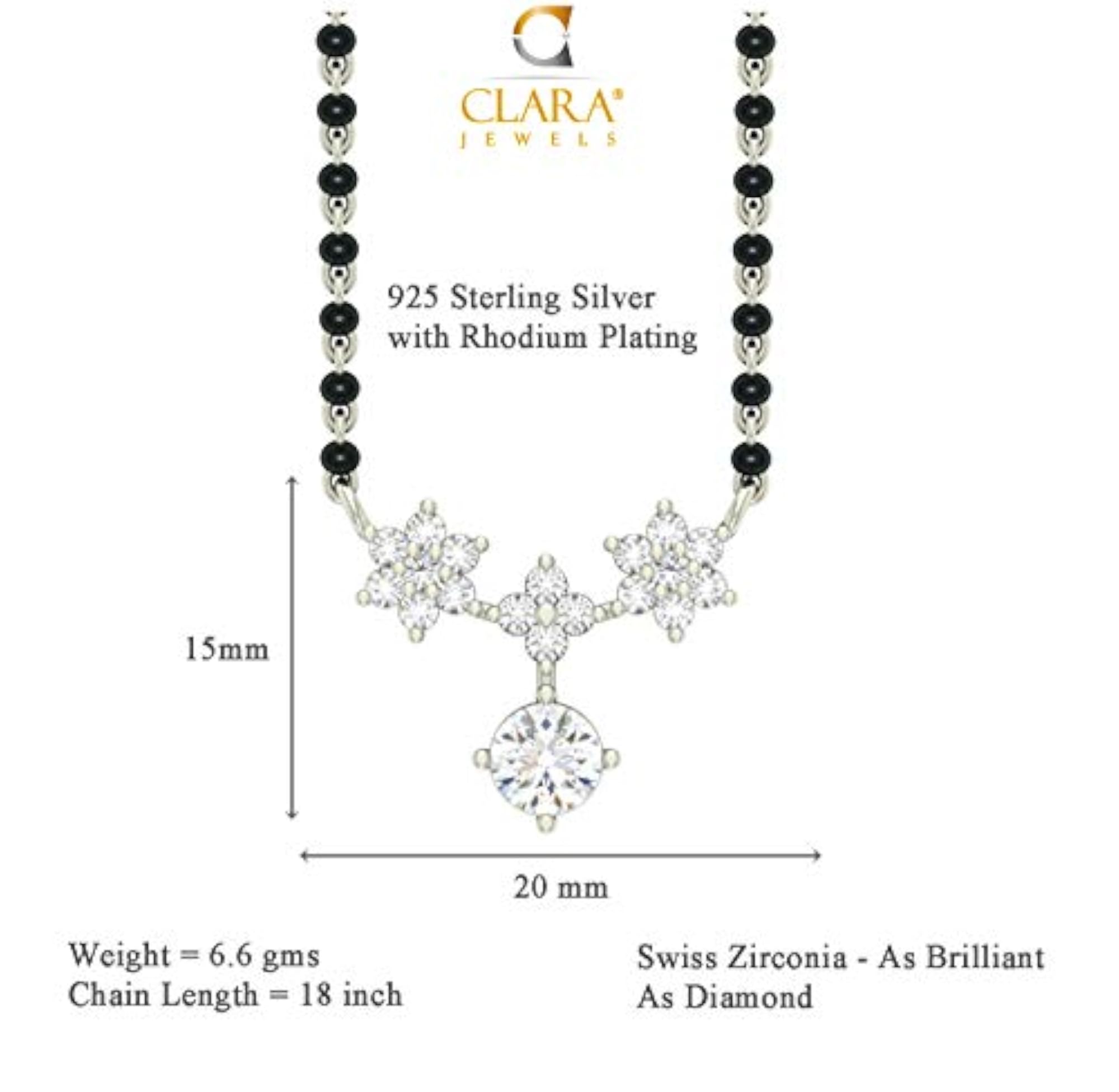 Women's 925 Sterling Silver Lily Mangalsutra Earring Chain Set
