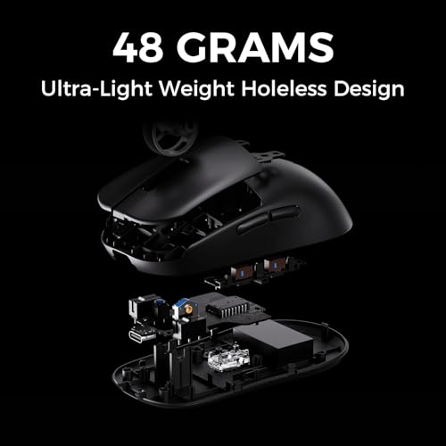 Image of MCHOSE L7 Ultra Plus Wireless Gaming Mouse, PAW3950 42K Sensor, 500mAh, Wireless /Wired Dual 8K Polling, 46g Ultra-Light Weight, 2.4GHz RF /BT /Wired Tri-Mode Connection - Black