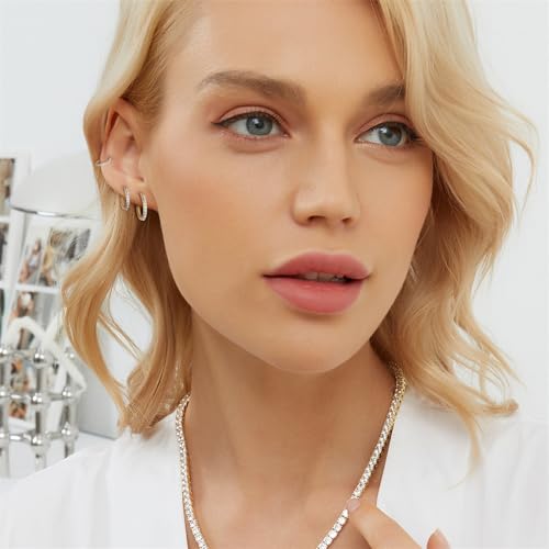 Gemsme 316L Surgical Stainless Steel Earrings Set, Hypoallergenic Huggie Hoop Earrings, Cubic Zirconia Cartilage Hoop Earring Cubic Zirconia for Women Men Cartilage Piercings2