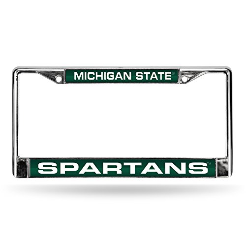 Rico Industries NCAA Michigan State Spartans Green Chrome Laser License Frame 12" x 6"