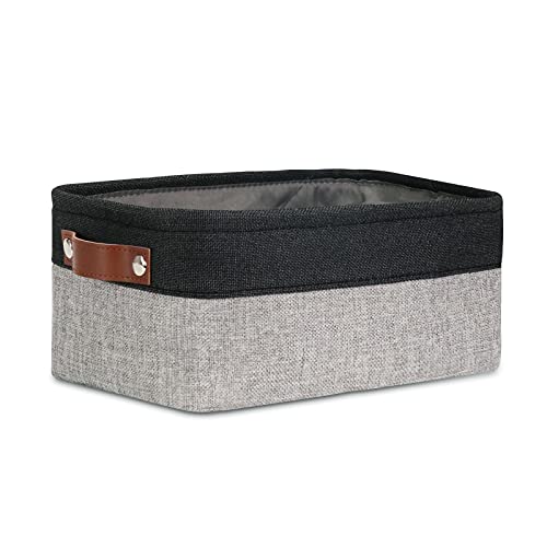 Image of DULLEMELO Small Collapsible Fabric Basket for Organizing, Shelves, Closets, Laundry, Nursery, Decorative Gift Basket (Black&Gray)