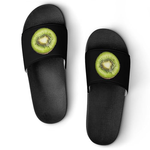 Kiwi Fruit with Heart Non Slip Slides Sandals for Women Men Quick Drying Shower Shoes for Bathroom Pool Beach