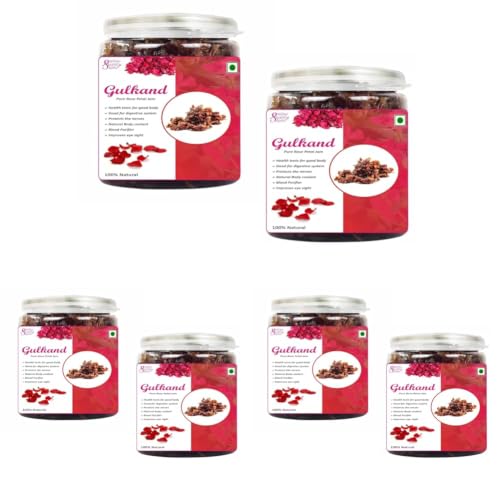 Image of Online Quality Store Natural Gulkand (Rose Petal Jam), 800g (400g X 2) | Sun-Cooked Damask Rose Petals & Rock Sugar | Pure Natural | for Paan (Pack of 3)