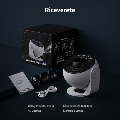 Galaxy Projector Pro avec 6 disques version 2025 pour projection de nébuleuses réalistes