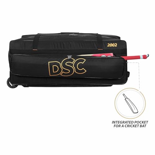 Image of DSC 2002 Cricket Kit Bag with Wheels - Large Capacity Sports Equipment Travel Bag for Players, Color - Black /Gold