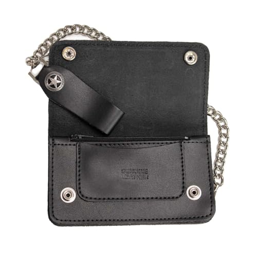 Milwaukee Leather MLW7824 Men's 6.25" Western Star Black Bi-Fold Leather Biker Wallet w/Anti-Theft Stainless Steel Chain - 6.25 Inch4