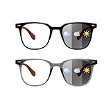 Karsaer 2 Pcs Photochromic Sunglasses Day Night Use Blue Light Blocking Computer Glasses for Men Women with Wooden Temples