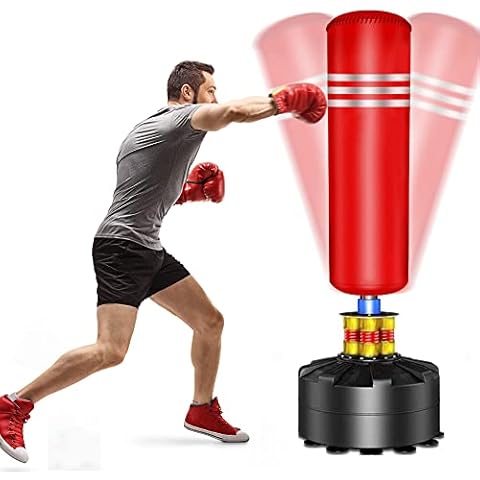 YOLEO Boxsack Standboxsäcke Trainingsgeräte Erwachsene Freistehender Standboxsack Boxing Trainer Heavy Duty Punchingsäcke (Rot-178cm) Cover