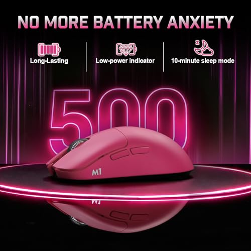 Image of YUNZII M1 Wireless Gaming Mouse, Tri-Mode 2.4G /BT /Wired Gaming Mouse, PAW3311 Sensor 10000 DPI Rechargeable Wireless Mouse with 5 Programmable Buttons, Customizable via Software for Win & Mac (Pink)