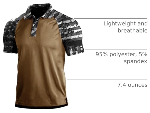 Camisetas Polo Cortas para Hombre de H HYFOL con Diseño Patchwork Estrellado, Estilo Patriótico Americano, Raglán y Tejido Elástico para Golf y Actividades Casuales miniatura 4