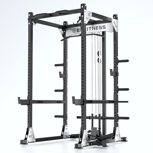 Image of X10 Power Cage with Optional LAT PullDown /Cable Crossover /Smith Machine System, 4000LB Squat Rack for Home & Garage Gym, with Weight Storage Rack and More Training Attachments