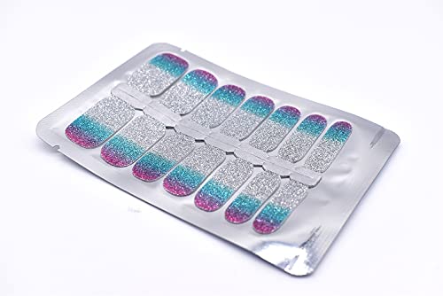 Bornbeauty Nail Polish Stickers 3 Sheets Waterproof Adhesive Press On Nail Strips Gradient Glitter Blue Red Silver Color For Women Diy Manicure Decoration #TOP7