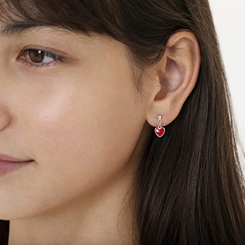 925 Sterling Silver Child's Pink Enamel Heart Dangle Earrings With Safety Screw Back - Best For Toddlers, Young Girls, Pre Teens & Teens- Good Choice For Daily Or Party Wear #TOP2