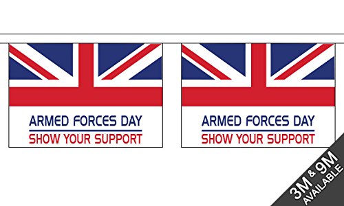 Flagtex Armed Forces Day Fabric Bunting – 9m with 30 Flags – Fabric for Indoor & Outdoor Use – String Flags Banners UK Military Veterans Army Navy RAF Tribute Service
