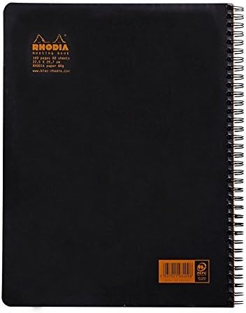 Rhodia Meeting Books 8 1/4 In. X 11 3/4 In. Black 80 Sheets, Pack of 3