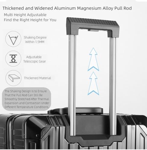 All Aluminum Magnesium Hardshell Carry On Luggage with Lock, Airline Approved Hardside Carry on Suitcase with Spinner Wheels, Checked Metal Rolling Luggage Case for Business, Travel (Gold, 20 inch)4