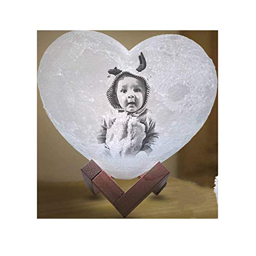 Preisvergleich Produktbild Benutzerdefiniertes Foto Nachttischlampe,Personalisierung Mond Lampe 3D Mond MondlampeFarbige Dekoleuchte mit Tragbar Dimmbar Schlummerleuchte Stimmungslicht Geschenk / Weihnachten 2 Farben (18 cm)