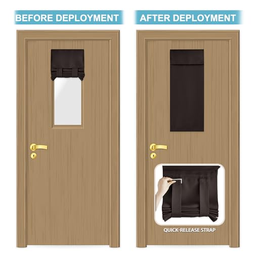 Image of RYB HOME Sightlight French Door Curtains, Privacy Half Window Curtains Thermal Insulate Covering for Patio /Glass /Front Door, 12 inch x 40 inches, Brown, 1 Panel