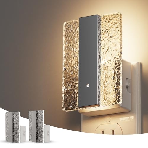 Image of L LOHAS LED Night Lights Plug Into Wall, 2 Pack Night Light with Dusk-to-Dawn Sensor, Dimmable Decorative LED Nightlights, 0-100LM 3000K Adjustable Brightness for Bathroom, Hallway, Bedroom,Stairway