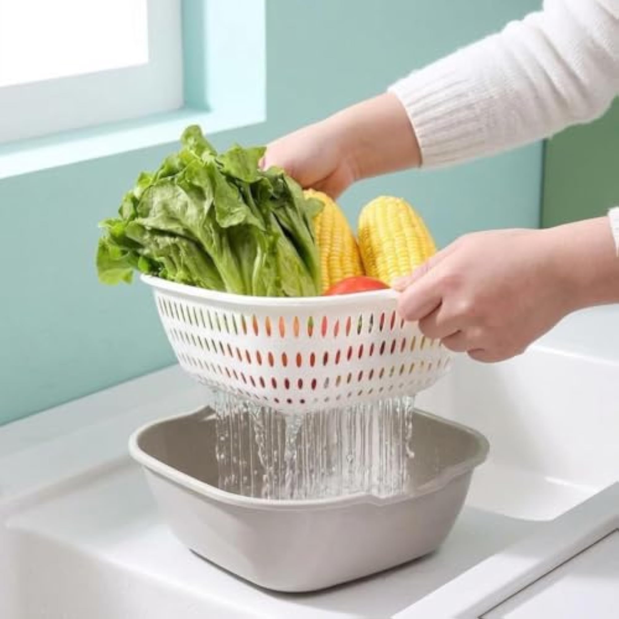 Food Grade Plastic Double-Layer Drain Basket
