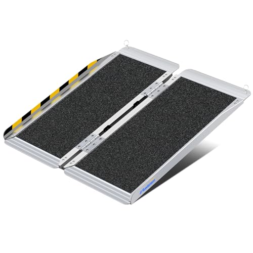 Ruedamann 3FT Portable Wheelchair Ramp, Non-Slip Aluminum Folding Handicap Ramp for Doorways, Wheel Chair Threshold Ramp for Home Steps, Stairs, Wheelchair, Scooters, Pets, Entry