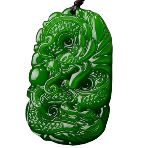 Collar con colgante, colgante de jade verde natural tallado a mano con colgante del zodiaco, One Size, Acetato, Sin piedra preciosa