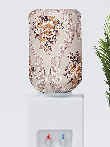 Image of Cortina Printed Dispenser Cover|Water Can Protectors|Elastic Closure | Polyester Material | Digitally Printed | Heat Resistant | Water-Proof | 45cm x 42cm x 43cm | 20 Lts | 2Pc | Black & Beige