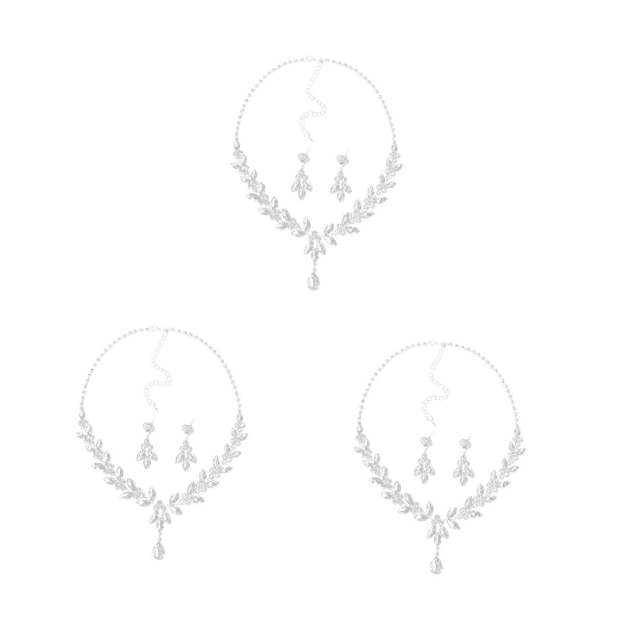 Healeved Collar y Pendientes de Joyería para Novias Conjunto de Accesorios para Novia