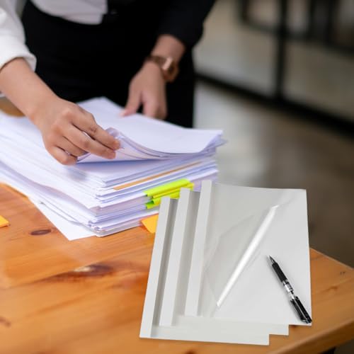 Thermobindemappen A4, Thermo-Bindemappen, Rückenbreite 3Mm, 16-25 Blatt, A4, Weiß, Transparenter PVC, 10 Stück-er Pack