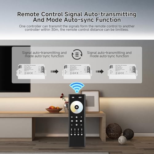 Image of SEZO 2.4G RF CCT Controller Kit C02RF Controller & RC02RFB 4-Zone Wireless Remote Control Group Control Color Temperature Adjustable for CCT Tunable Dual White 2700K-6500K LED Strips
