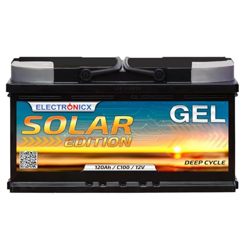 Electronicx Batterie Solaire Gel 120Ah 12V – Batterie de Service Deep Cycle, 120 Ah 12 Volts pour Installation Autonome, Camping-Car, Bateau, photovoltaïque,...