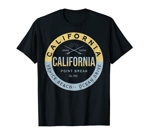 Vintage Retro Style surf Wave Ocean Venice Beach California Camiseta