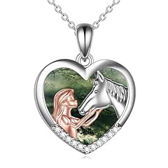 Horse Necklace with Moss Agate