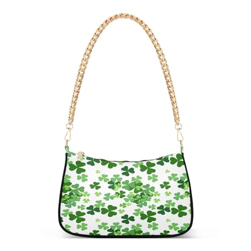 Shoulder Bags for Women Lucky Clover Shamrocks Hobo Tote Handbag Small Clutch Purse with Zipper Closure - Main Image