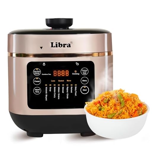 Libra 6 Litre Electric Cooker | Electric Pressure Cooker with Advanced Float Valve Safety | One-Touch Multi Cooking | Indian Preset Menus and Rice Cooker (Rose Gold)