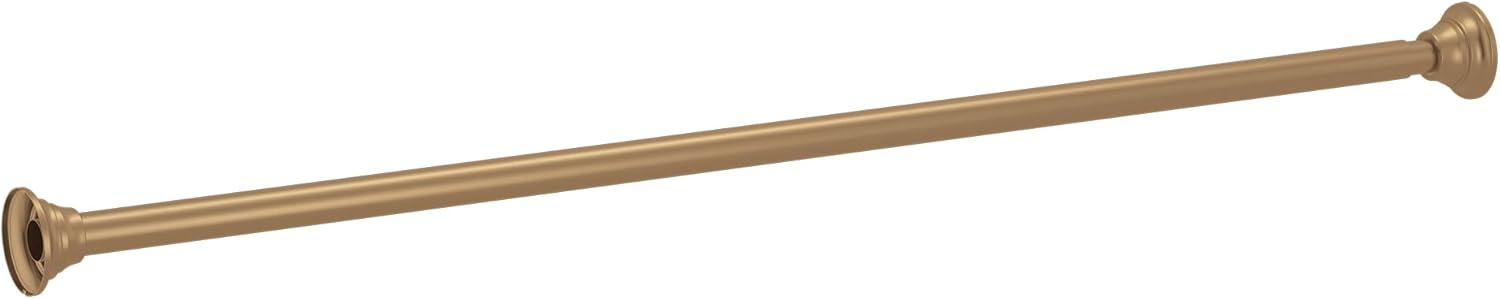 Moen Bronzed Gold 44-72-Inch Adjustable Tension Mounted Straight Shower Curtain Rod for Bathroom, No Drilling Needed, TR1000BZG